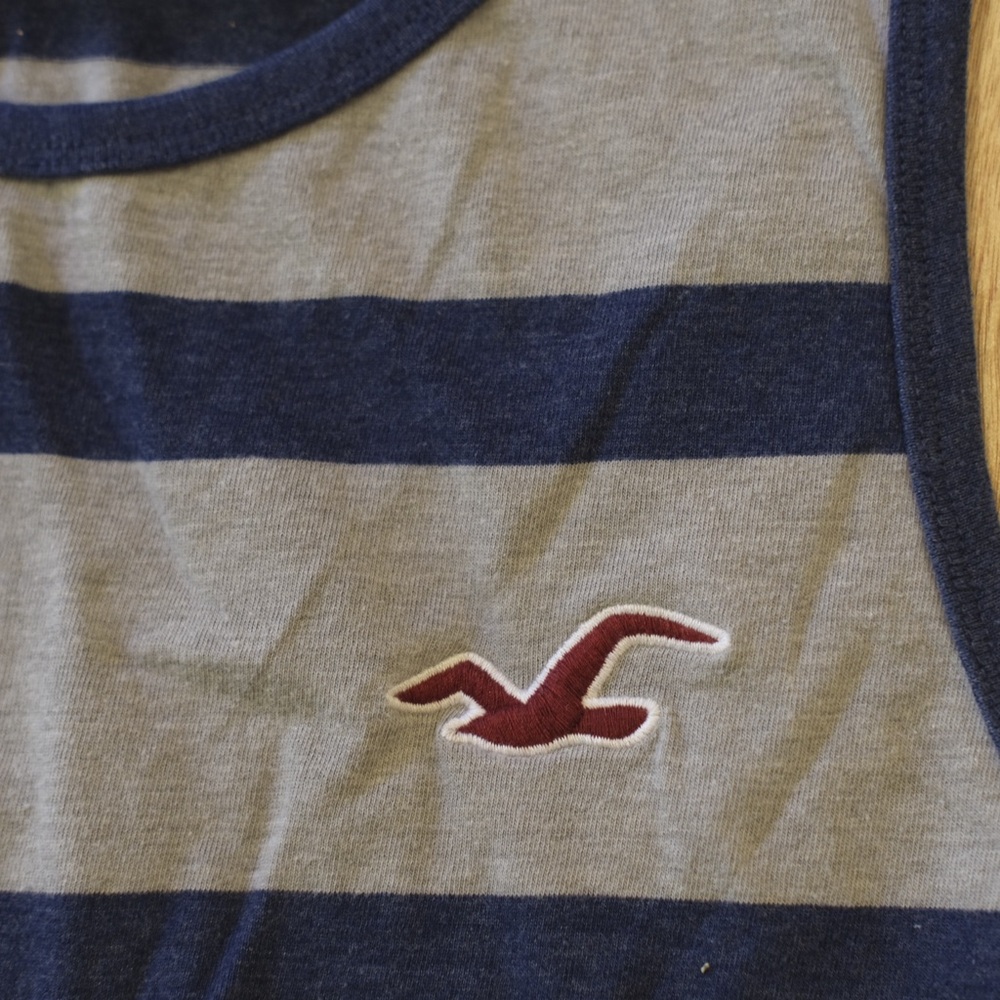 Hollister Navy and Gray Striped Tank